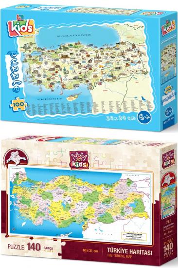 Türkiye Kültür Haritası ve İl Sınırlarına Göre Kesilmiş Türkiye Haritası 2’li Puzzle/Yapboz