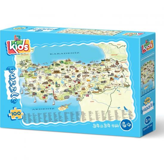 Türkiye Kültür Haritası ve İl Sınırlarına Göre Kesilmiş Türkiye Haritası 2’li Puzzle/Yapboz