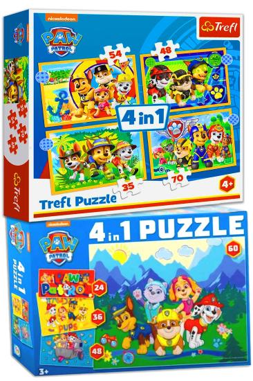 Trefl Paw Patrol (Holiday) 4+4 Lisanslı Puzzle/Jigsaw Mega Set