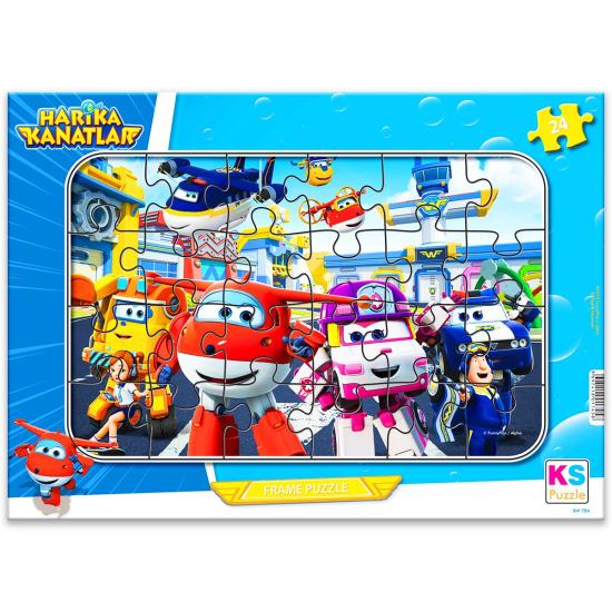 Ks Games Cars ve Harika Kanatlar 2 li Frame Puzzle/Yapboz Set