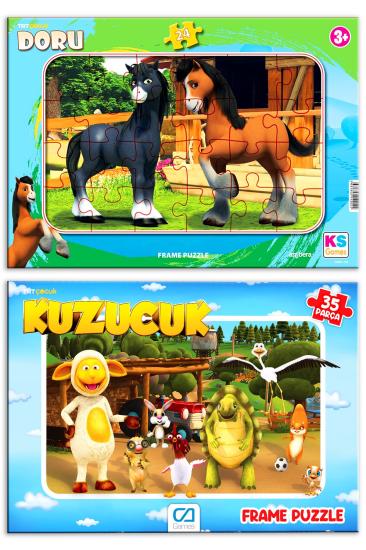 Ks Games Kuzucuk ve Doru 24+35 parça 2 li Frame Puzzle/Yapboz Set