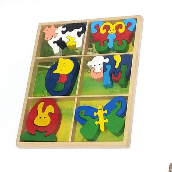 Hayvan Figürlü 6’lı Ahşap Puzzle 32 Parça